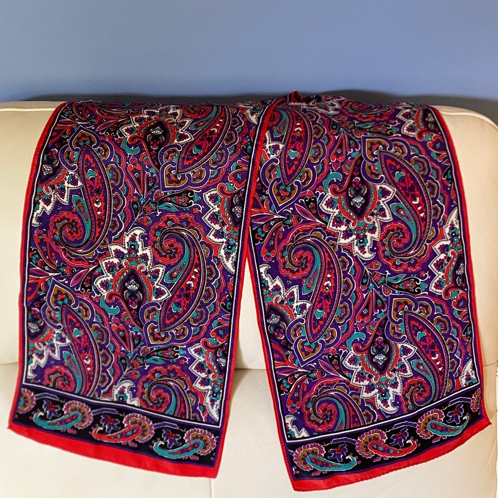 Careta Vibrant Paisley Crepe Scarf (or Twilly)